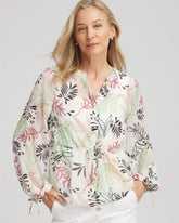 Chico's Drawstring Crinkle Chiffon Blouse
