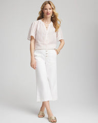 Chico's Striped Linen Popover Shirt