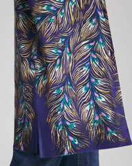 Chico's Ella Peacock-Print Cardigan Sweater