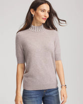 Chico's Cashmere Pearl Mockneck Sweater