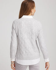 Chico's Classic Built-In Shirt Knit Sweater
