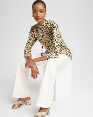 Chico's Ella Mockneck Animal-Print Pullover Sweater