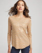Chico's Ella Boatneck Foiled Pullover Sweater