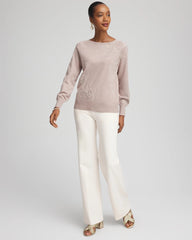Chico's Embroidered Pull-Over Boatneck Sweater