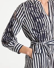 Chico's Embroidered Striped Dress