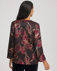 Chico's Travelers™ Collection Jacquard Foiled Floral Jacket