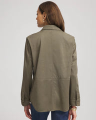 Chico's Suede Collared Long-Sleeved Shacket