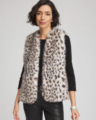 Chico's Snow Leopard Faux Fur Vest