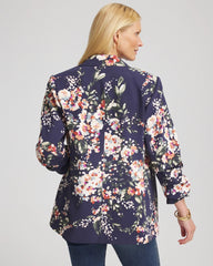 Chico's Floral Ruched Sleeve Blazer
