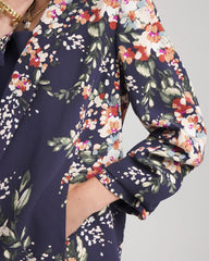Chico's Floral Ruched Sleeve Blazer