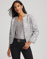 Chico's Silver Sequins Tweed Jacket