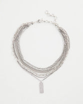 Chico's Silver Tone Pave Multistrand Necklace