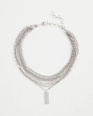 Chico's Silver Tone Pave Multistrand Necklace