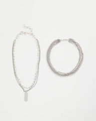 Chico's Silver Tone Pave Multistrand Necklace