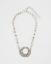 Chico's Sparkling Silvertone Circle Pendant Necklace