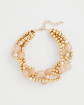 Chico's Gold Pink Chunky Beaded Necklace