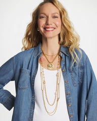 Chico's Pink Accent Long Single Strand Necklace