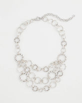 Chico's Silver Multistrand Bib Necklace
