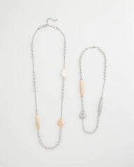 Chico's Copper and Silver Double Strand Necklace
