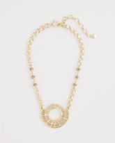 Chico's Sparkling Goldtone Circle Pendant Necklace
