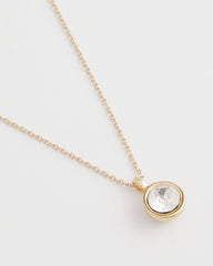 Chico's Bezel Set Pendant Goldtone Necklace