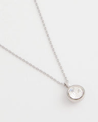 Chico's Bezel Set Pendant Silvertone Necklace