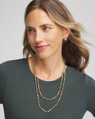 Chico's Goldtone Long Beaded Necklace