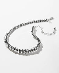Chico's Silver Tone Twist Collar Necklace