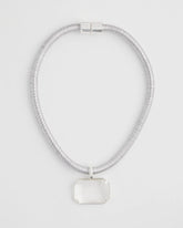Chico's Silvertone Gem Pendant Cord Necklace