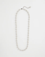 Chico's Silver Bead Long Single Strand Necklace