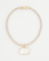 Chico's Goldtone Glass Gem Pendant Cord Necklace