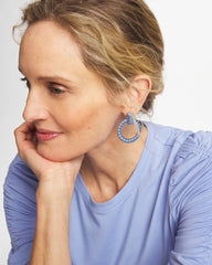 Chico's Blue Twist Drop Hoop Earrings
