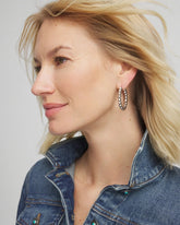 Chico's Silvertone Beaded Hoop Earrings
