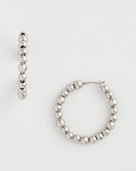 Chico's Silvertone Beaded Hoop Earrings