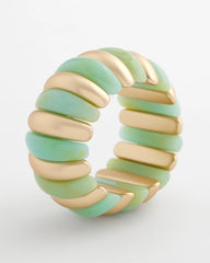 Chico's Aqua and Gold Stretch Bracelet