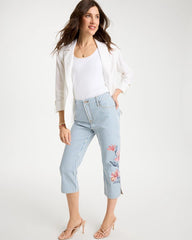 Chico's Girlfriend Slim Striped Capri Jeans
