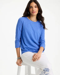 Chico's Cotton Slub 3/4 Sleeve Button Tee