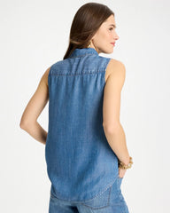 Chico's Tencel Denim Sleeveless Shirt