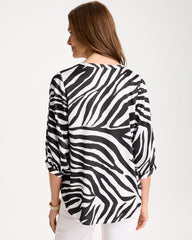 Chico's Satin Animal Print Tie-Front Top