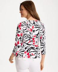 Chico's Cotton Stretch 3/4 Sleeve Floral Tee