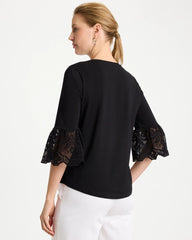 Chico's Cotton Lace Flutter Sleeve Tee