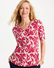 Chico's Printed Cotton Slub V-Neck Tee