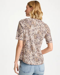 Chico's Printed Cotton Slub V-Neck Tee