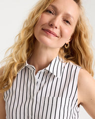 Chico's Poplin Cotton Collared Striped Tunic