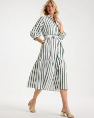 Chico's Striped Cotton-Gauze Shirtdress