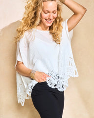 Chico's Crochet Lace Hem Poncho
