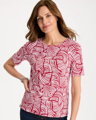 Chico's Geo Pima Elbow Sleeve Tee