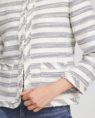 Chico's Striped Tweed Collarless Box Jacket