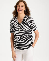 Chico's Wild Lines Cotton Slub V-Neck Tee