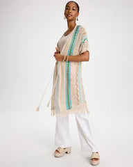 Chico's Rainbow Crochet Pointelle Vest
